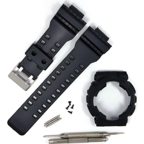 Soft Sport Watch Band Bezel Case for Casio G-shock GA100 GA120 GD100 GD120 GA110 Strap waterproof PU watchband Belt Bracelet New