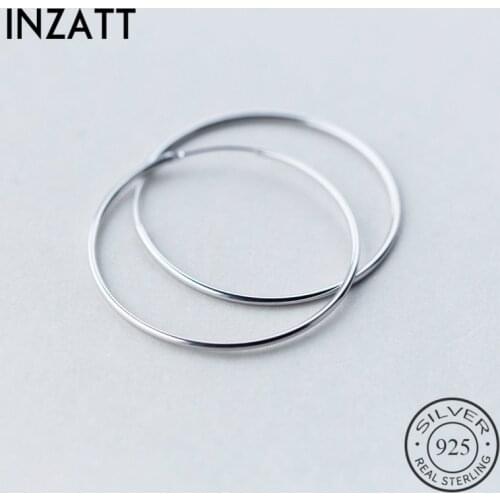 INZATT Minimalist Geometric 1cm-6cm Round Hoop Earrings For Unisex Accessories party Smooth surface Real 925 Silver Jewelry Gift