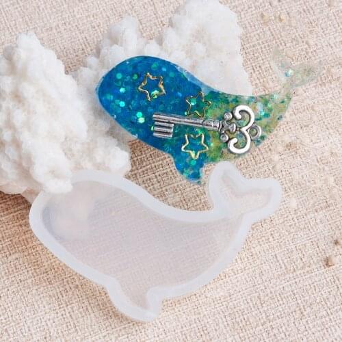 Silicone Resin Mold For Jewelry Making Whale Animal White DIY Crystal Epoxy UV Jewelry Gift 47mm(1 7/8") x 30mm(1 1/8"), 1 Piece