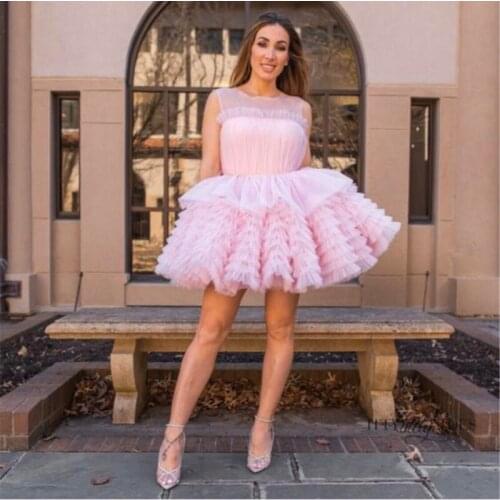 Modest Affordable Pink Tiers Mother and Daughter Wedding Guest Dress Women Bridesmaid Dress Cocktail Dresses