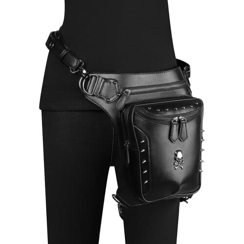 Norbinus Steampunk Skull Bags Men Motorcycle Waist Belt Bag Multifunction Drop Leg Packs Punk Moto&Biker Women Crossbody Bag 048