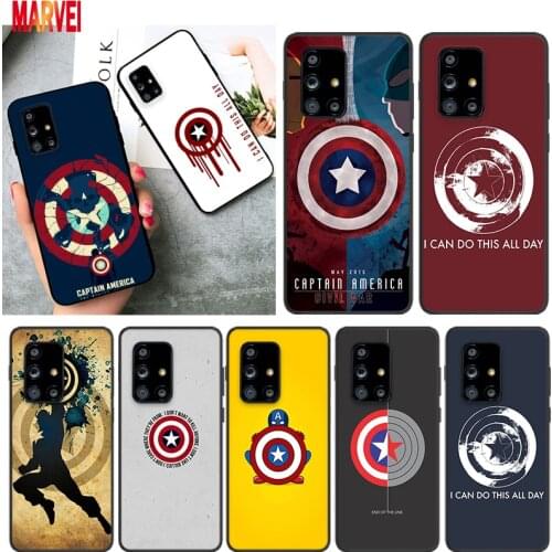 Captain America Shield For Samsung A72 A52 A02 S A32 A12 A42 A51 A91 A81 A71 A41 A31 A21 S A11 A01 UW Black Phone Case Cover