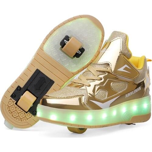 Mother and Daughter Matching Roller Skate Shoes Women 2021 USB Rechargeable Light Up Led Sneakers for Girls