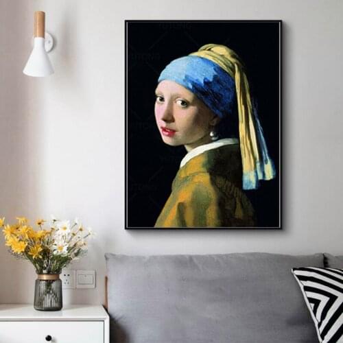 Famous Painting The Girl with A Pearl Earring By Jan Vermeer Classical Portrait Art Reproductions Canvas Posters and Prints