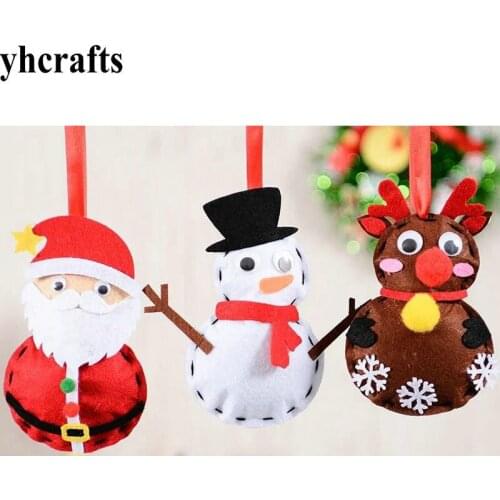 1PC/LOT. DIY unfinished fabric santa snowman elk hanger craft kits Kindergarten crafts Early learning educational toys Wholesale