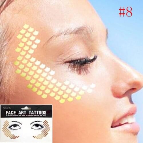 1pack Frecks Flash tattoo Fashion Waterproof blad Fish scales pattern Gold Face Tattoo Beauty Make Up Body Art Eye shadow decal