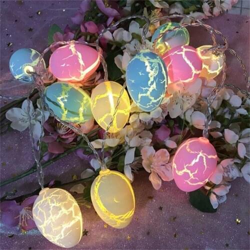 10 LED Easter Egg Shape Decoration Hanging Light Ornaments Crack Eggs LED Light String Lantern Home Holiday Party Decoration