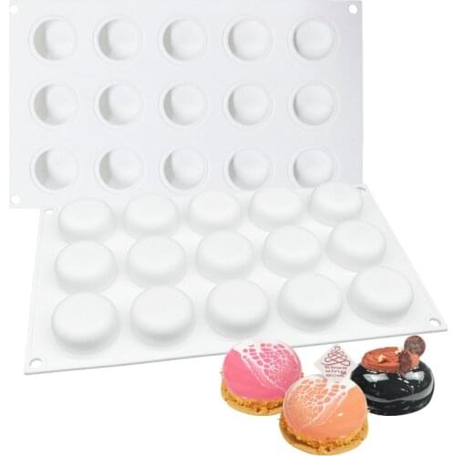 15 Holes Round Cake Mold Silicone Macaron Mould For Baking Pastry Mould Dessert Fruit Mousse Pan Bakeware Chocolate