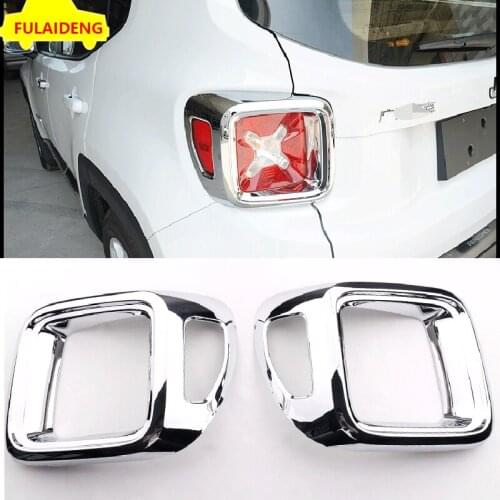 2pcs For Jeep Renegade 2015-2020 ABS Chrome Rear Tail Light Lamp Cover Trim Car Styling Accessories