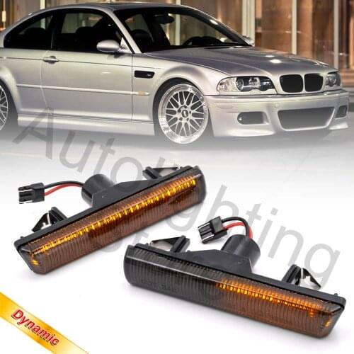 2pc LED Squential Side Markers Lamps Turn Signal Indicator Blinkers Light For 01-06 BMW E46 M3 Coupe/Convertible 95-01 E38