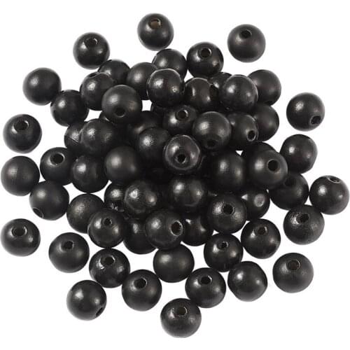 200pcs/bag Black Round Dyed Wooden Beads Spacer Beads for Jewelry Making DIY Bracelet Necklace 12x11mm Hole: 4mm