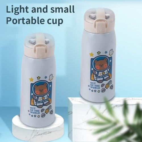 350ml Student Vacuum Flask Daily Portable Cup 304 Stainless Steel Insulation Cold Insulation Silicone Straw Travel Cup