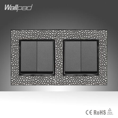 4 Gang 2 Way Furniture Hotel Luxury Wallpad Leather Frame 146*86mm 16A UK Standard on/off Switch Power Supply, Free Shipping
