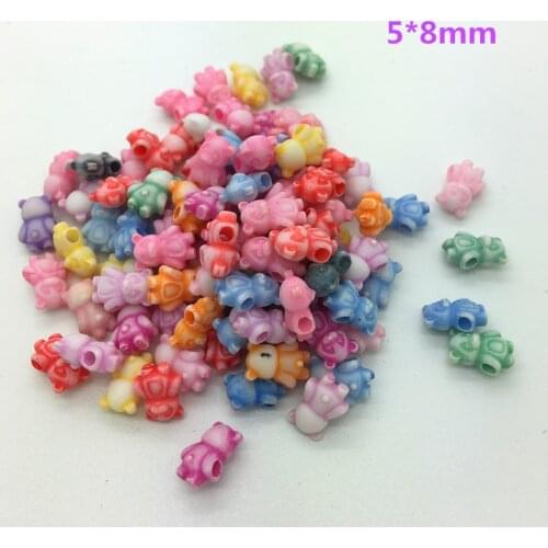 50pcs Bear Mixed Colors Acrylic Perforation Beads DIY Jewelry Making Earrings Necklace Bracelet Accessories #MIx65