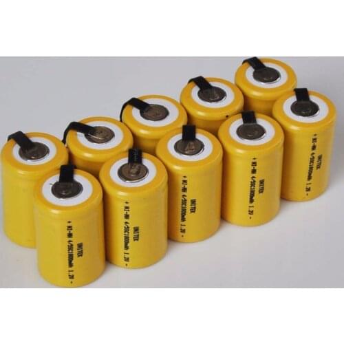 10-16PCS 1.2V 4/5SC rechargeable battery 1800mah 4/5 SC Sub C ni-mh nimh cell with welding tabs for electric drill screwdriver