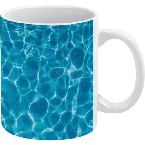 Swimming Pool White Mug New Good Quality Print Mug 11 Oz Coffee Cup Swimming Pool Blue Tranquil Cool Refreshing Dive in Swim Fr