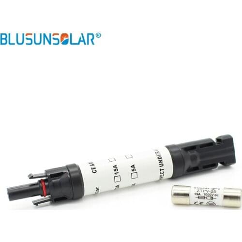 BLUSUNSOLAR 10pcs 1000VDC Solar in line Fuse Holder Use For Solar Cell Panel Protective Solar Connector Fuse Protection PV