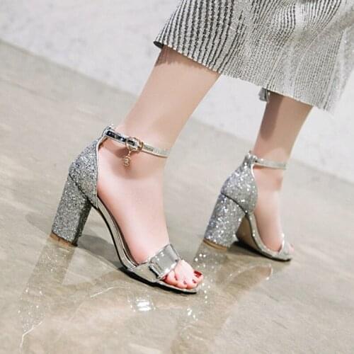 Ochanmeb Bling Bling Sandals Women High Heels Glitter Sandals Ladies Party Summer Beach Sandal Buckle Shoes Woman 34-48 Sandalia