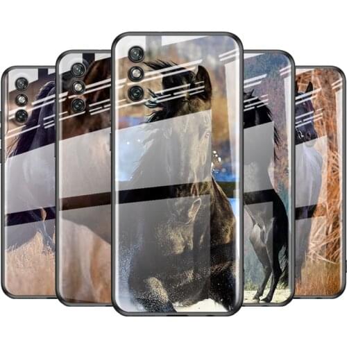 Tempered Glass Cover Anime Horse Animal For Huawei Y6 Y7 Y9 Y5P Y6P Y8S Y8P Y9A P Smart Z 2019 2020 2021 Phone Case