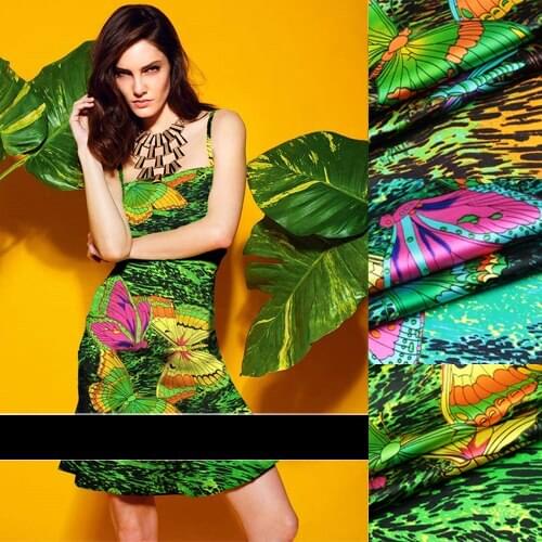 CNUM SP800 Pure Silk/ Blue Phoenix Eyes /Silk Fabric 93% Silk 7% Spandex Elastic/ Width1.18yd Thickness 19mm/ Unit: m