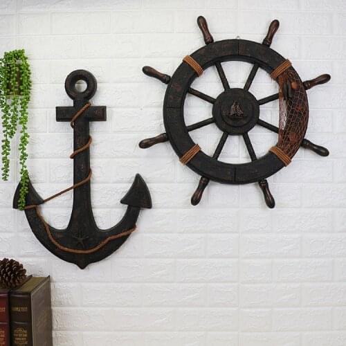 Wood Mediterranean Ship Wooden rudder helm Ship Anchor antique home decor wall decoration vintage room decoration accessories