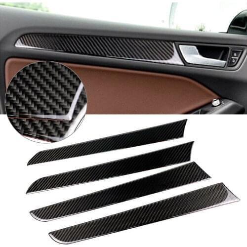 4x Auto Interior Door Panel Cover Trim Sticker For Audi A4 B8 2009 2010 2011 2012 2013 2014 2015 2016 Carbon Fiber ABS Plastic