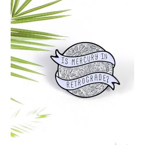 European And American Creative Cartoon Letter Color Bar Round Badge Enamel Brooch Personality Planet Letter Round Brooch Pin