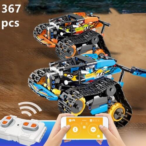APP RC Tracked Tank Electric Building Blocks Racing Car Technical Remote Control Off-road Vehicle Bricks Creator Kids Toys Gifts