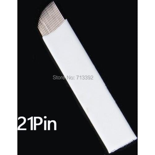 50PCS -21 Pin Microblading Needles Permanent Makeup Manual Needles Eyebrow Tattoo Bevel Blades