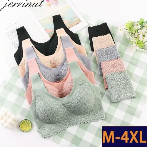 Jerrinut Plus Size 3XL 4XL Bra and Panty Set Push Up Underwear Women Set Seamless Sexy Wireless Underwear Soft Padded Bras Set