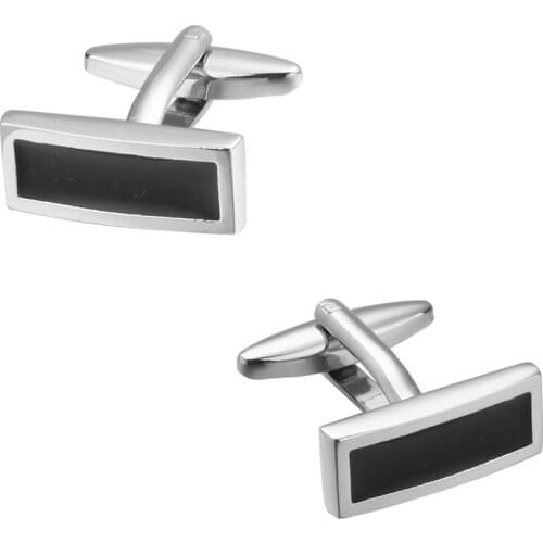 Man shirt cuff link gift Black Enamel Copper rectangular minimalist fashion jewelry box