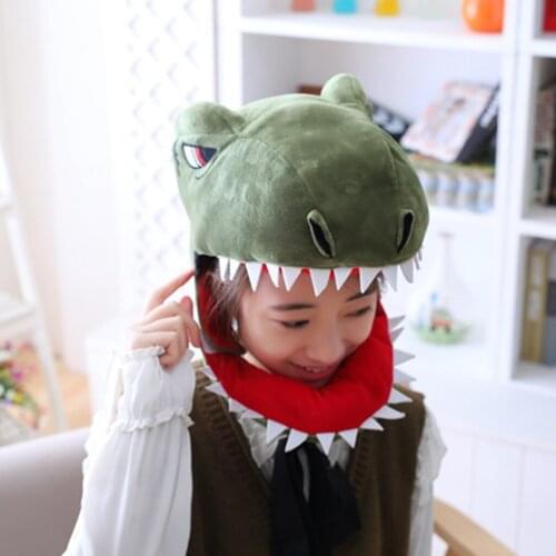 Adults Kids Cute Cosy Green Dinosaur Cap Novelty Animal Plush Winter Pull On Hat Birthday Party Gift