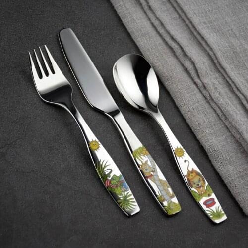 Cartoons Silver Cutlery Set Nordic Simple Cute Kitchen Dinner Set Fourchette Eco Friendly Vaisselle Table Decoration EK50DS
