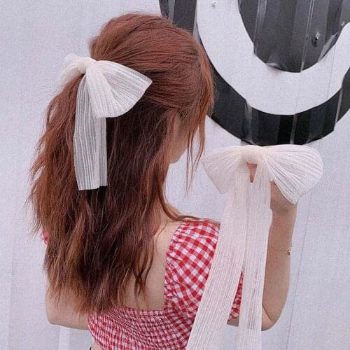 2021 New Fashion Women Ribbon Bow Hairpin Cute Chiffon Mesh Bowknot Hair Clips Sweet Lady Girls Spring Hair Accessories