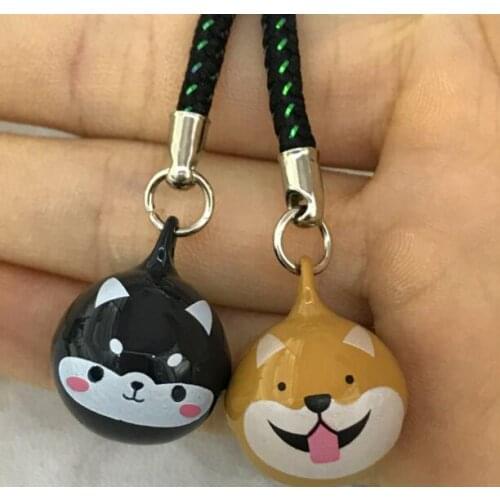 New 1PCS cute cartoon Shiba inu dogs head pendant Cell Phone Charm Strap JINGLE BELLS Dangle Figures