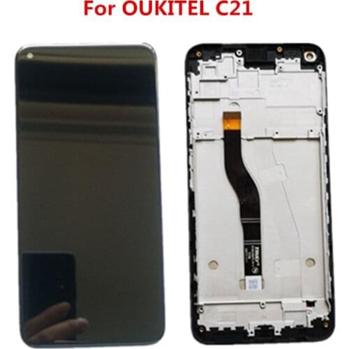 Original 6.4inch FHD Hole Punch LCD Display With Frame+ Touch Screen Digitizer Assembly Replacement Glass For OUKITEL C21 Phone