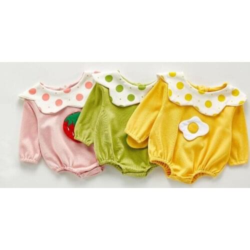 Autumn 2020 baby girl one-piece long-sleeved cartoon triangle romper cotton jumpsuit baby girl clothes