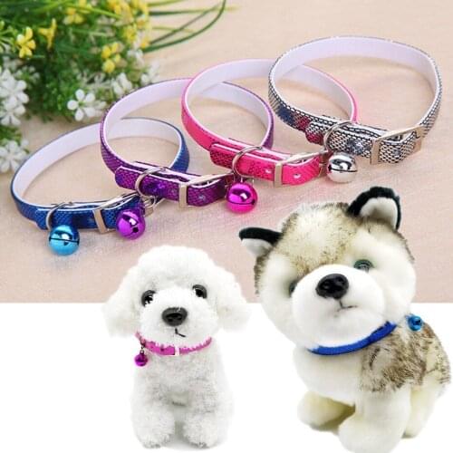 Bell Small Dog Collar Puppy Pet Cat Collier Chain Leather Snake Grain Neck Strap for Chihuahua Teddy New Fashion