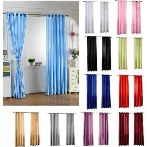 Through Rod/Perforated Solid Color Window Panel Drape Door Room Blackout Curtain Living Room Bedroom Modern Tulle Curtains