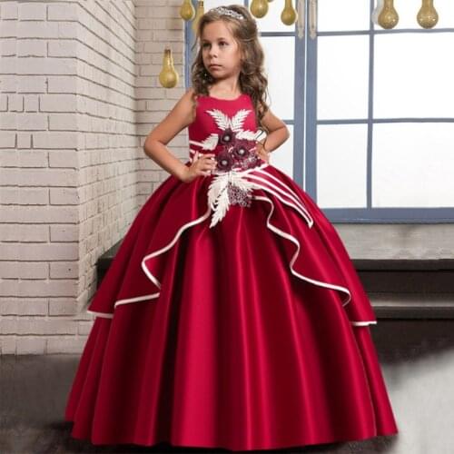 PLBBFZ Teenager Princess Dress Birthday Party Wedding Dress for Girls Kids Clothes Childrens Flower Dresses Clothing 10 12 Y