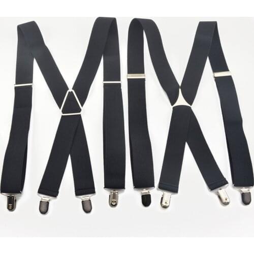 4 clips black mens suspenders for men 3.5cm womens pants with Braces elastic straight adjustable suspenders 3.5*100cm