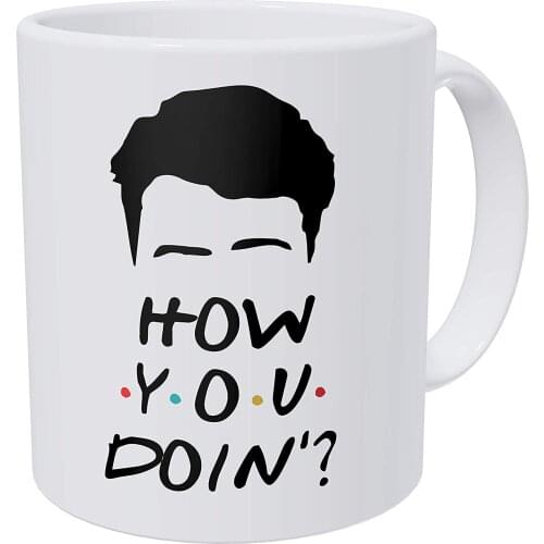 Funny Coffee Mug How You Doin Friends Mugs Lid Spoon 11 Ounces 350ml Milk Tea Cup