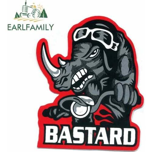 EARLFAMILY 13cm x 10.3cm for Funny Rhinos Racing Cartoon Fine Decal Funny Car Stickers RV VAN 3D DIY Vinyl JDM Truck Graphics