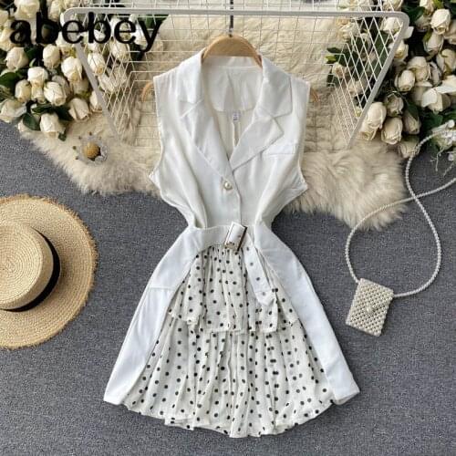 Women French Sweet Tank Dress Design Bow Sleeveless V Neck Casual Dresses Summer Fashion Streetwear Mini Dress 2021