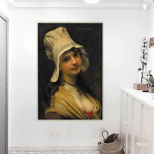 Jules Joseph Lefebvre《Yvonne》Canvas Oil Painting Artwork Aesthetic Poster Picture Wall Hanging Decor Home Living Room Decoration