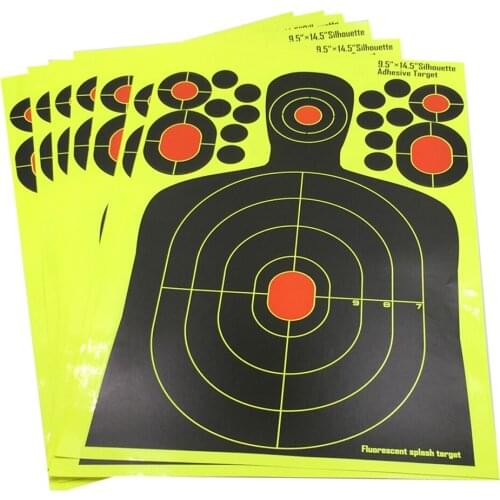 GUGULUZA 10 PCS 25x 37cm Splatter Reactive Sticker Adhesive Gun Shooting Yellow Target Paper