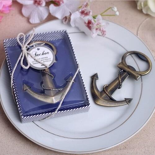 100 PCS/Lot Bronze Anchor shaped wine beer bottle opener wedding party favor guest gift present