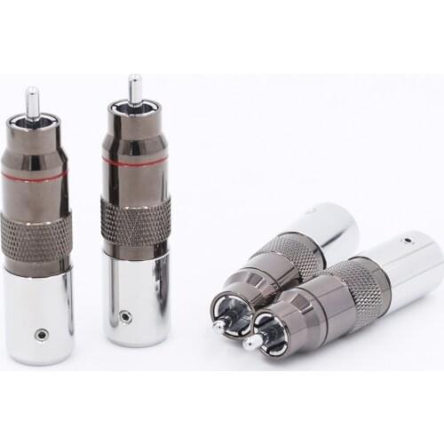 4pcs Hi-End HiFi Rhodium plated unsolder RCA terminal HIFI DIY Brass Plating Rhodium RCA Connectors