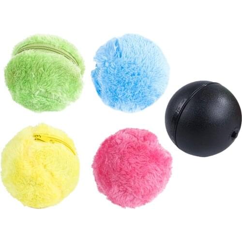 5pcs Magic Roller Ball Battery Powered Pet Electric Magic Roller Ball Automatic Chew Plush Toys Dog Cat Interactive Funny Toy