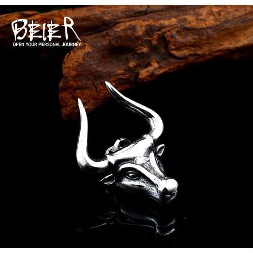 BEIER new store new bull head pendant punk animal horn mens necklace pendant high quality jewelry gift LLBP8-412P